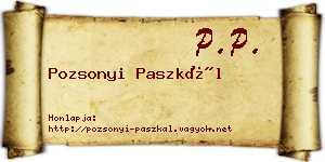 Pozsonyi Paszkál névjegykártya